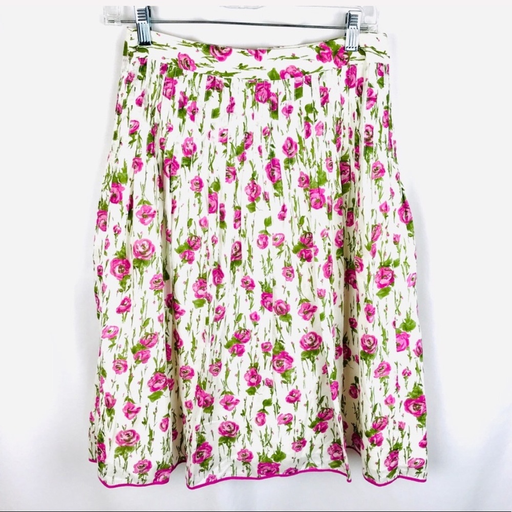 J. Crew pleated floral a-line flare skirt